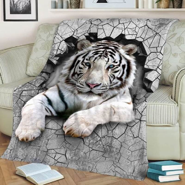 White Tiger Wall A301 - Premium Blanket