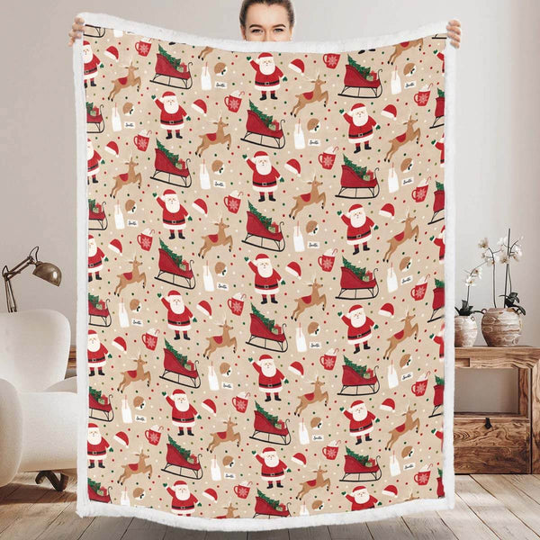 Santa Claus and Elk Sled - A515 - Christmas Premium Blanket