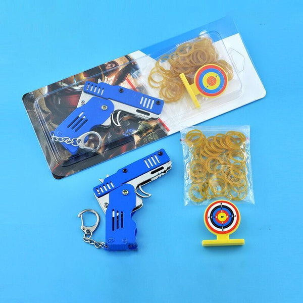 All Metal Mini Folding Rubber Band Gun Outdoor Military Sport Toy Keychain
