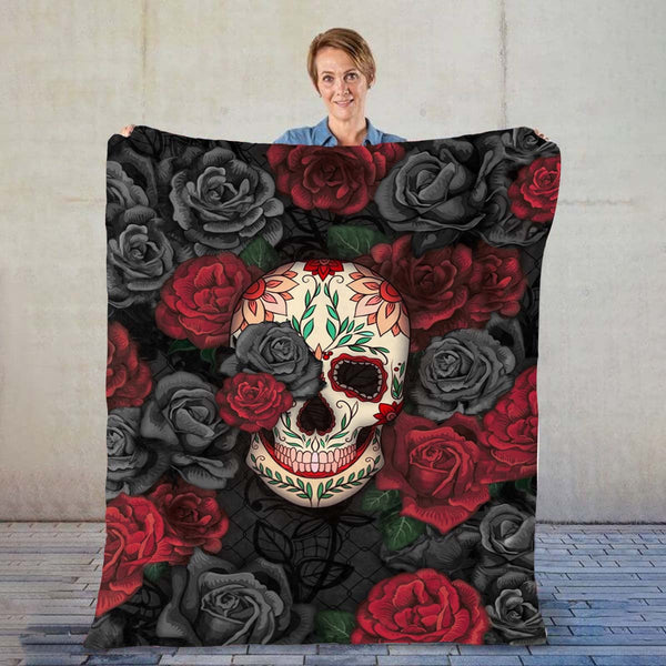 Rose Skull - B184 - Premium Blanket