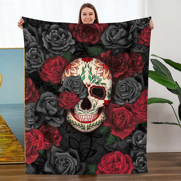 Rose Skull - B184 - Premium Blanket