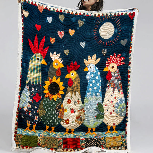 Moonlit Roosters Blanket - D260 - Premium Blanket