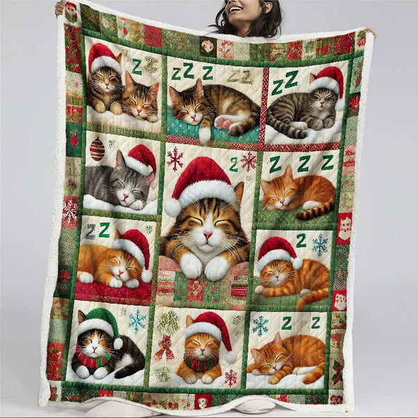 Christmas Sleeping Cat Blanket - D268 - Premium Blanket