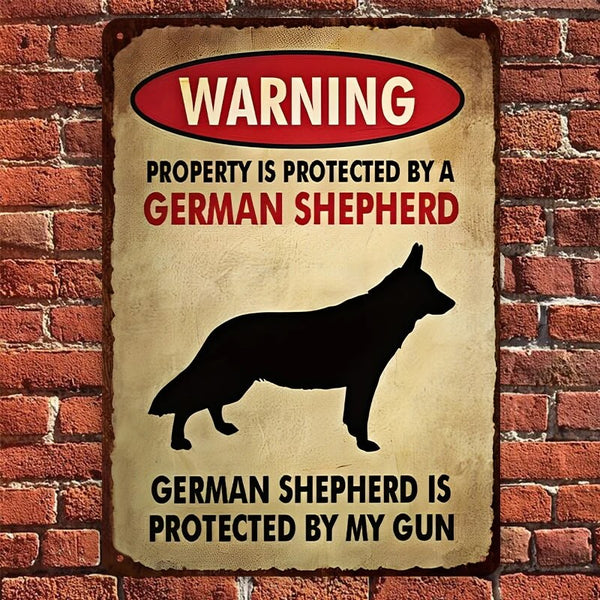 Property Is Protected By A German Shepherd - Metal Sign For Home Garden Outdoor