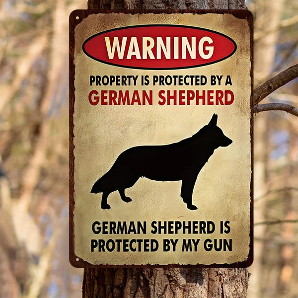 Property Is Protected By A German Shepherd - Metal Sign For Home Garden Outdoor