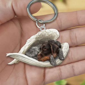 Sleeping Angel Acrylic Keychain German Wirehaired Pointer