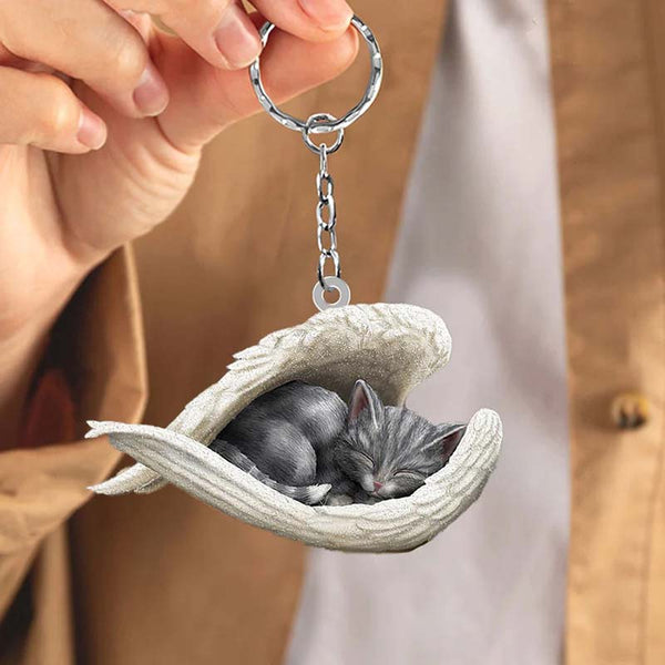 Sleeping Angel Acrylic Keychain Cat SA150