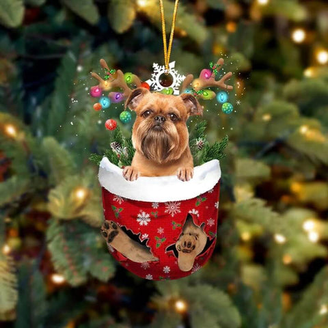 Brussels Griffon In Snow Pocket Christmas Ornament SP144