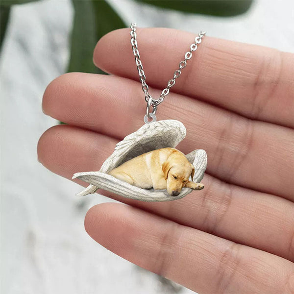 Yellow Labrador Sleeping Angel Stainless Steel Necklace SN022