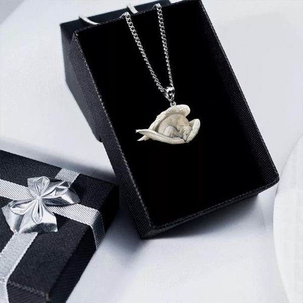 Saluki Sleeping Angel Stainless Steel Necklace SN112