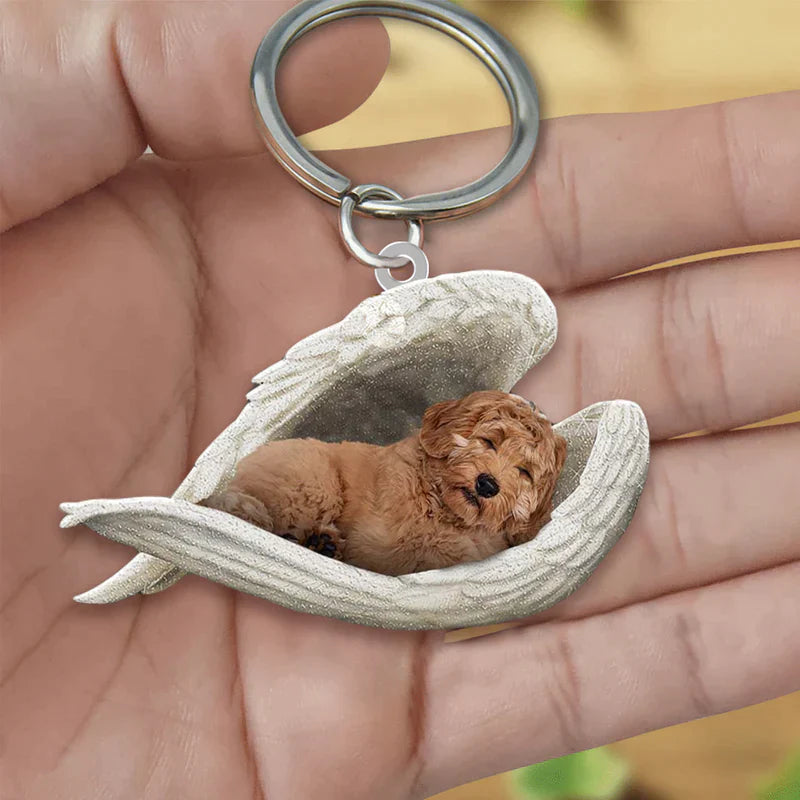 Sleeping Angel Acrylic Keychain Labradoodle