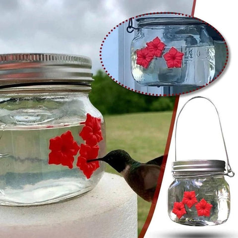 Beautiful Mason Jar Hummingbird Feeder w / Three Ports